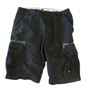 Quiksilver Edition Mens Cargo Shorts Black Cotton Canvas Utility Pockets Size 30